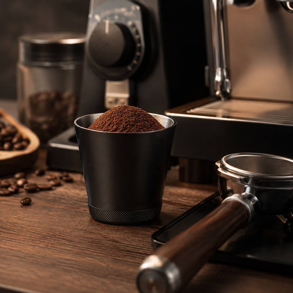 Kavreino Espresso Dosing Cup in use