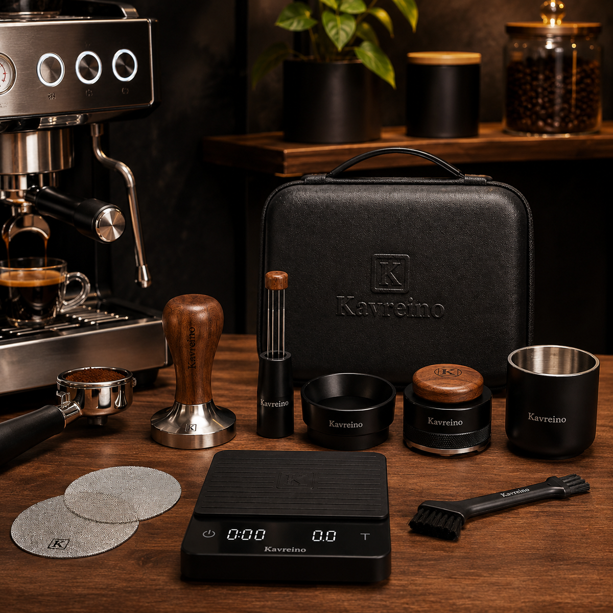Kavreino Complete Barista Prep Kit in use