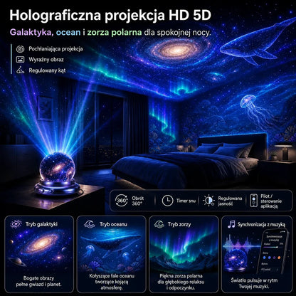 Topacme inteligentny projektor nocny 5D