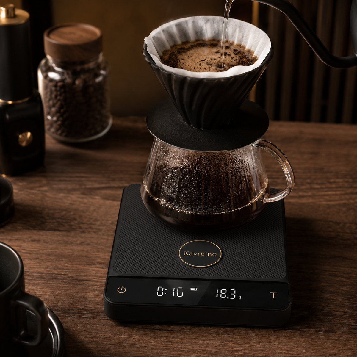 Kavreino Precision Brew Scale in use